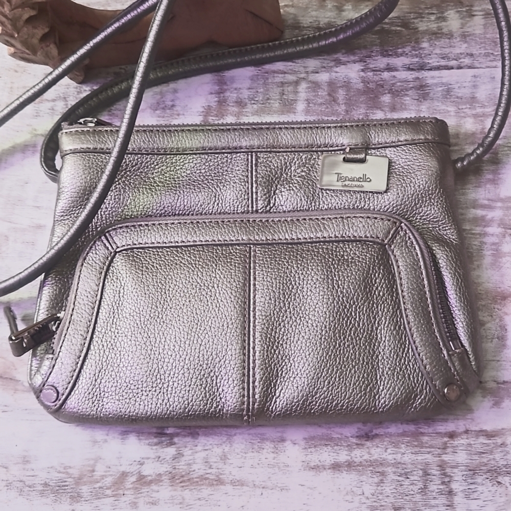 Tignanello Leather Crossbody Silver